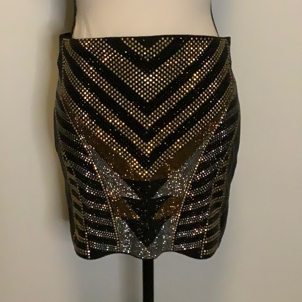 Angl beaded metallic side zip skirt